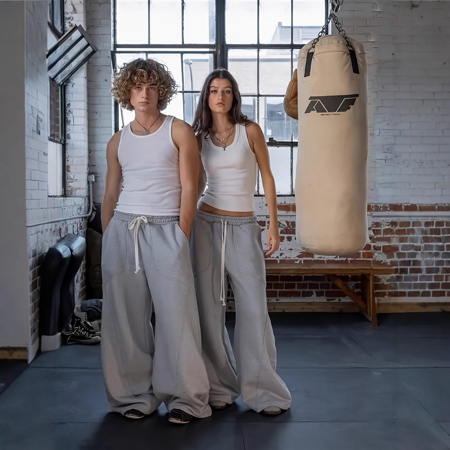Women Extra Wide Lounge Jogging Pants with High Waist, Drawstring & Shaped Knee Panels Chichicherry