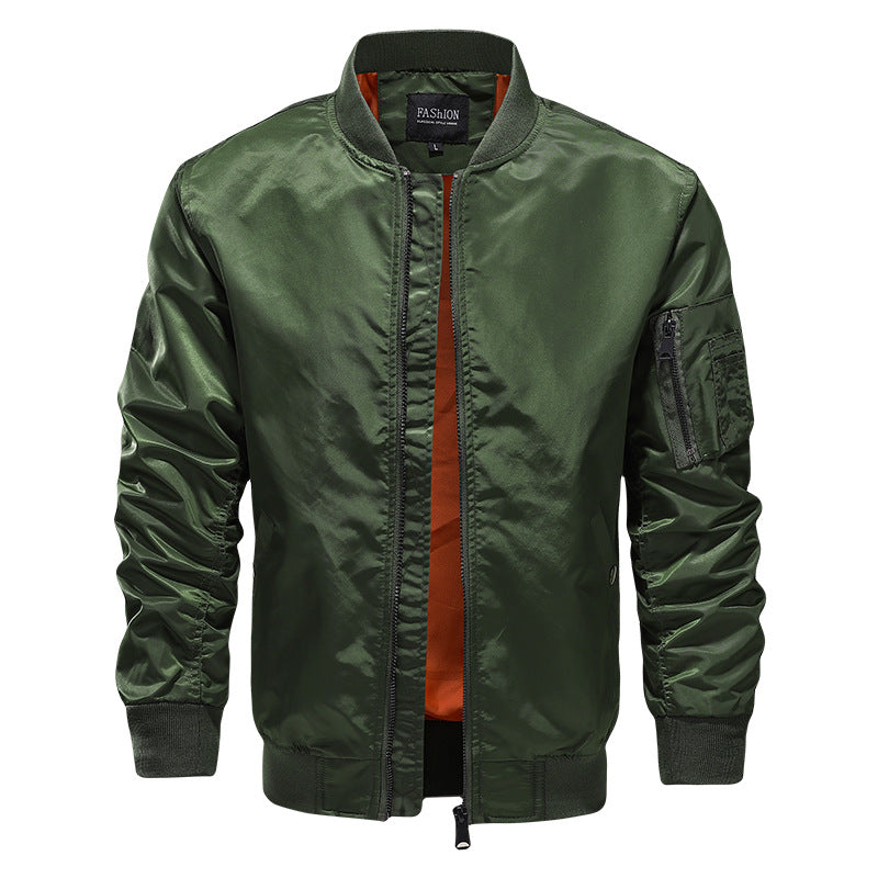 Men's lightweight nylon bomber jacket in MA-1 style with arm pocket and contrasting lining Chichicherry