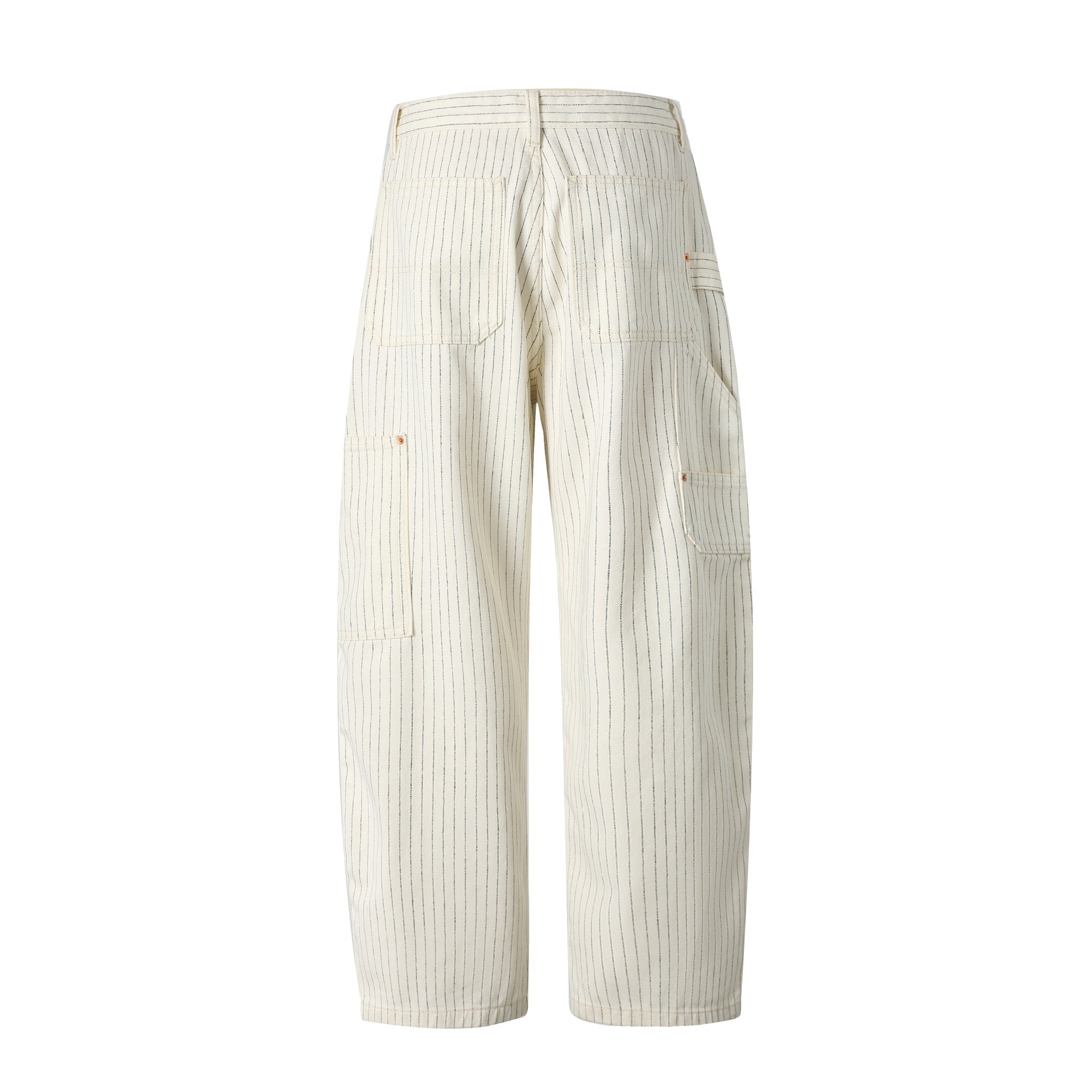Women's carpenter pants made of linen-cotton blend with pinstripes and hammer loop Chichicherry