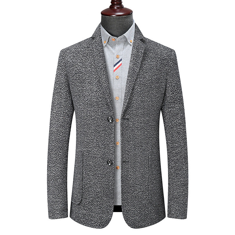 Men's Slim-Fit structured wool blend blazer with shawl collar look and patch pockets Chichicherry
