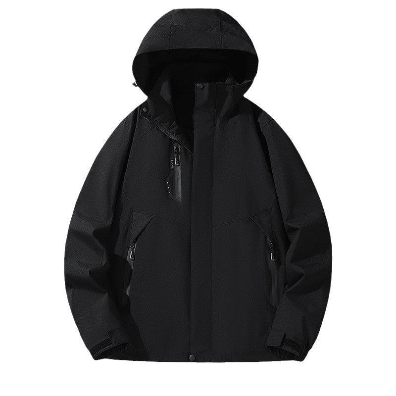 Men's softshell windbreaker with hood, waterproof zippers, and adjustable hem Chichicherry