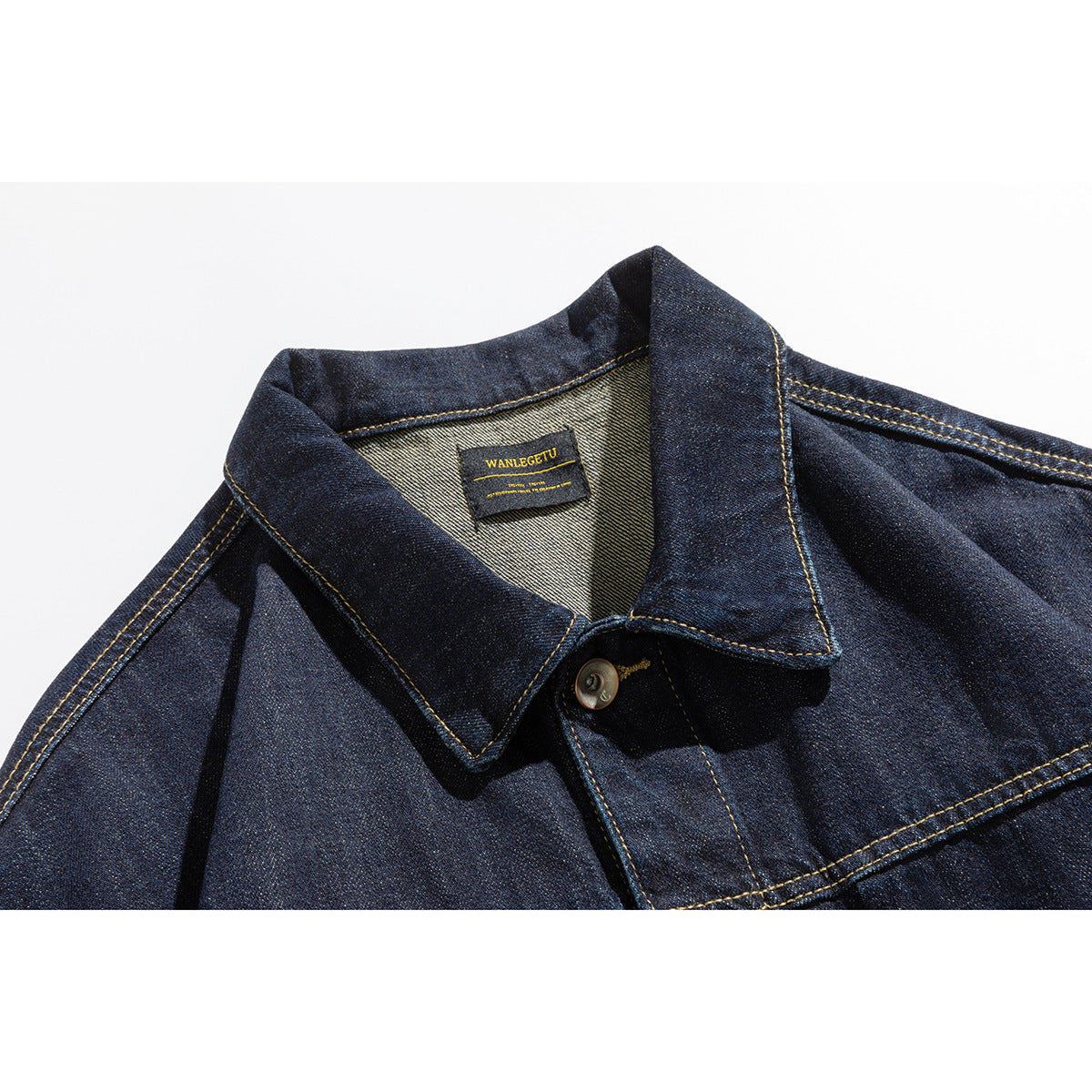Unisex Wide-cut Denim Worker Blouson with Asymmetric Flap Pocket Chichicherry