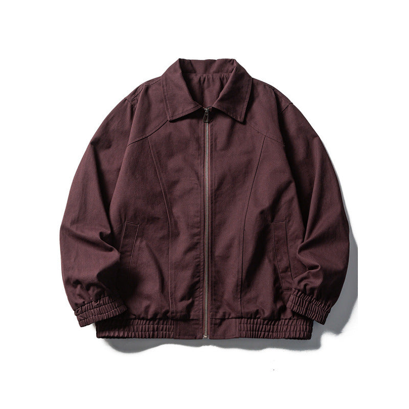 Men's Boxy Field Jacket in Utility Look with Stand-up Collar, Full-length Zipper and Elastic Hem Chichicherry