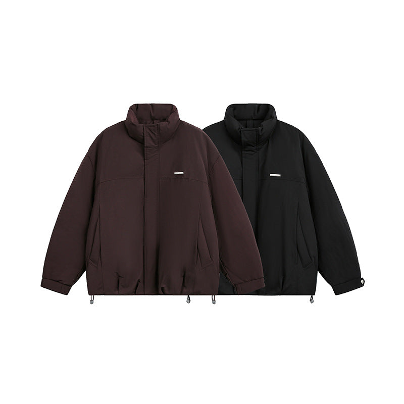 Men's Oversized Quilted Blouson Jacket with Stand-up Collar and Drawstring Chichicherry
