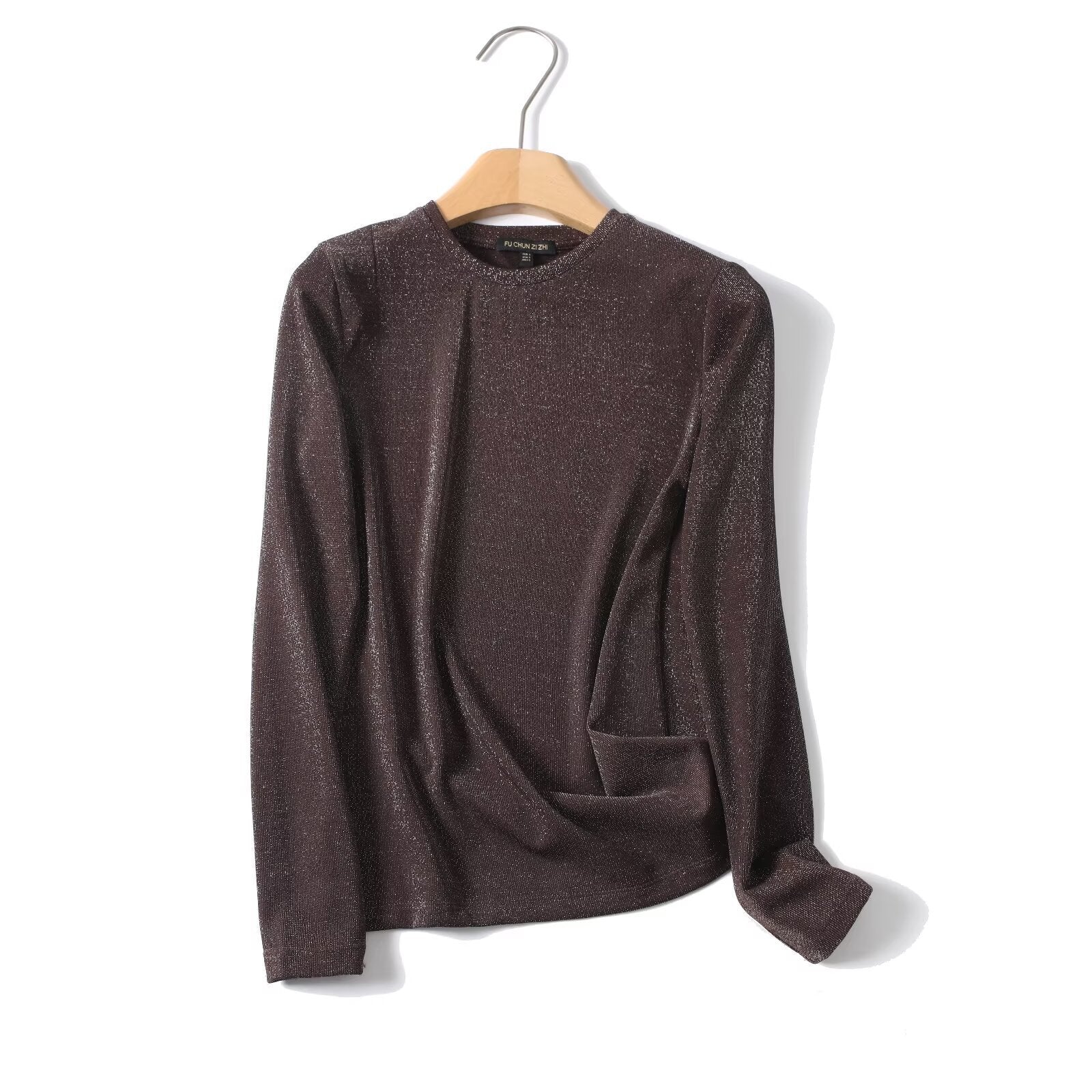 Ladies Lurex Fine Knit Long Sleeve with Round Neckline and Subtly Shimmering Surface Chichicherry
