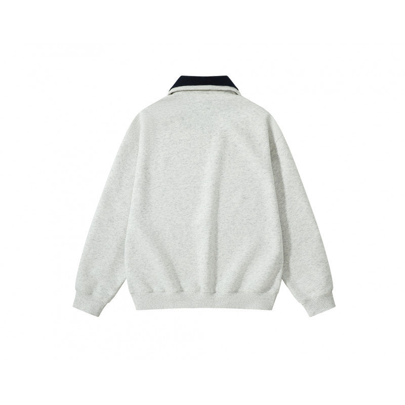 Unisex Oversize Half-zip Sweatshirt with contrasting Kent collar, kangaroo pocket, and ribbed cuffs Chichicherry