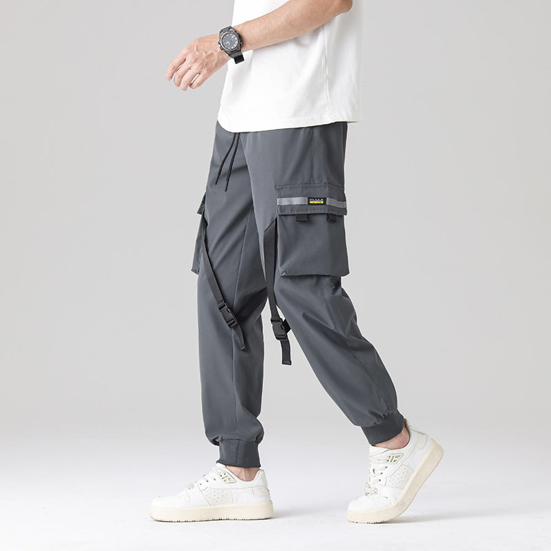 Men's Tech-Utility Cargo Pants with multifunctional leg pockets, adjustable straps & elastic cuffs Chichicherry