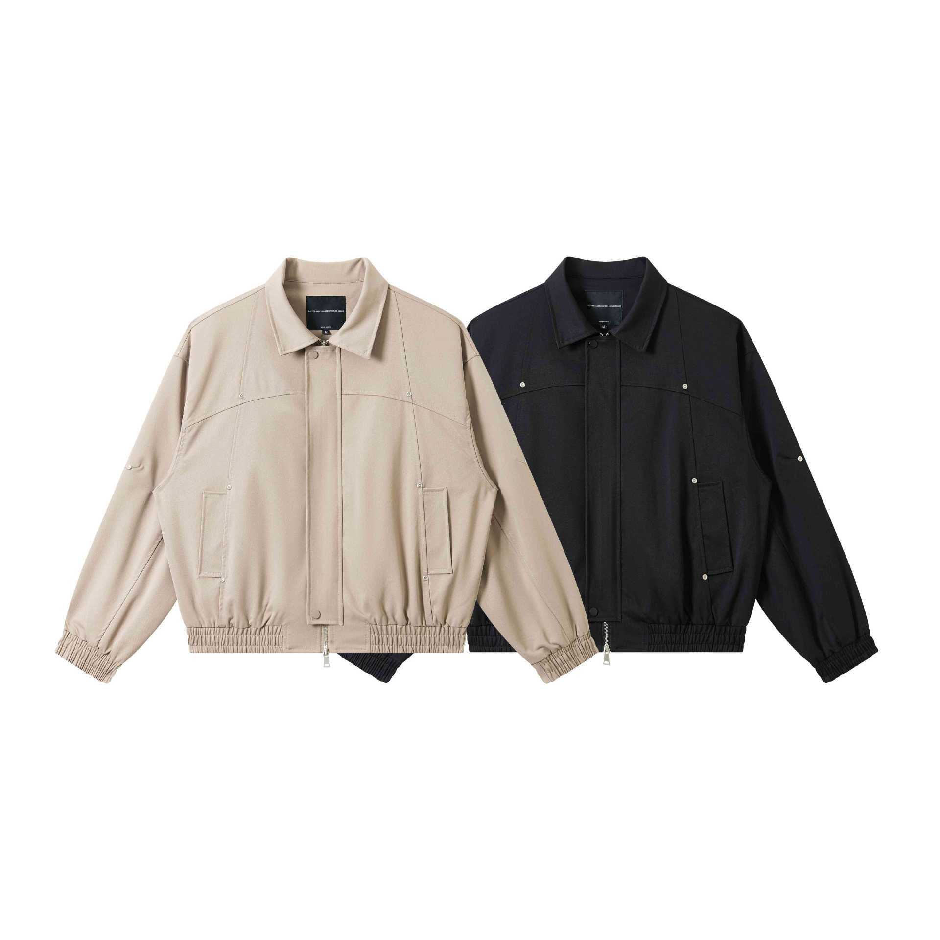 Unisex Short-cut technical blouson jacket with concealed front flap and elastic hem Chichicherry