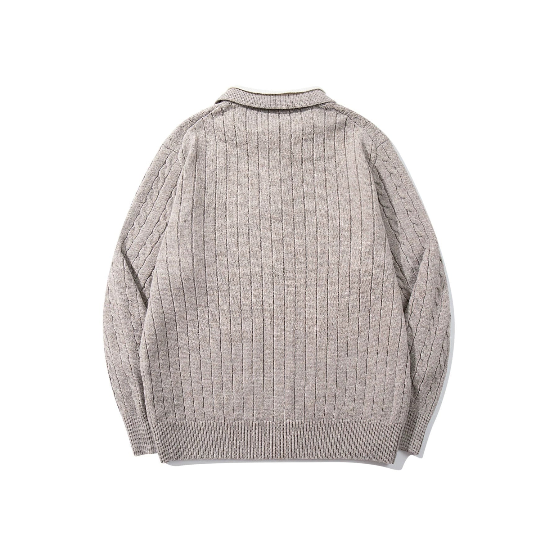 Unisex Polo knit sweater with cable knit and contrast collar Chichicherry
