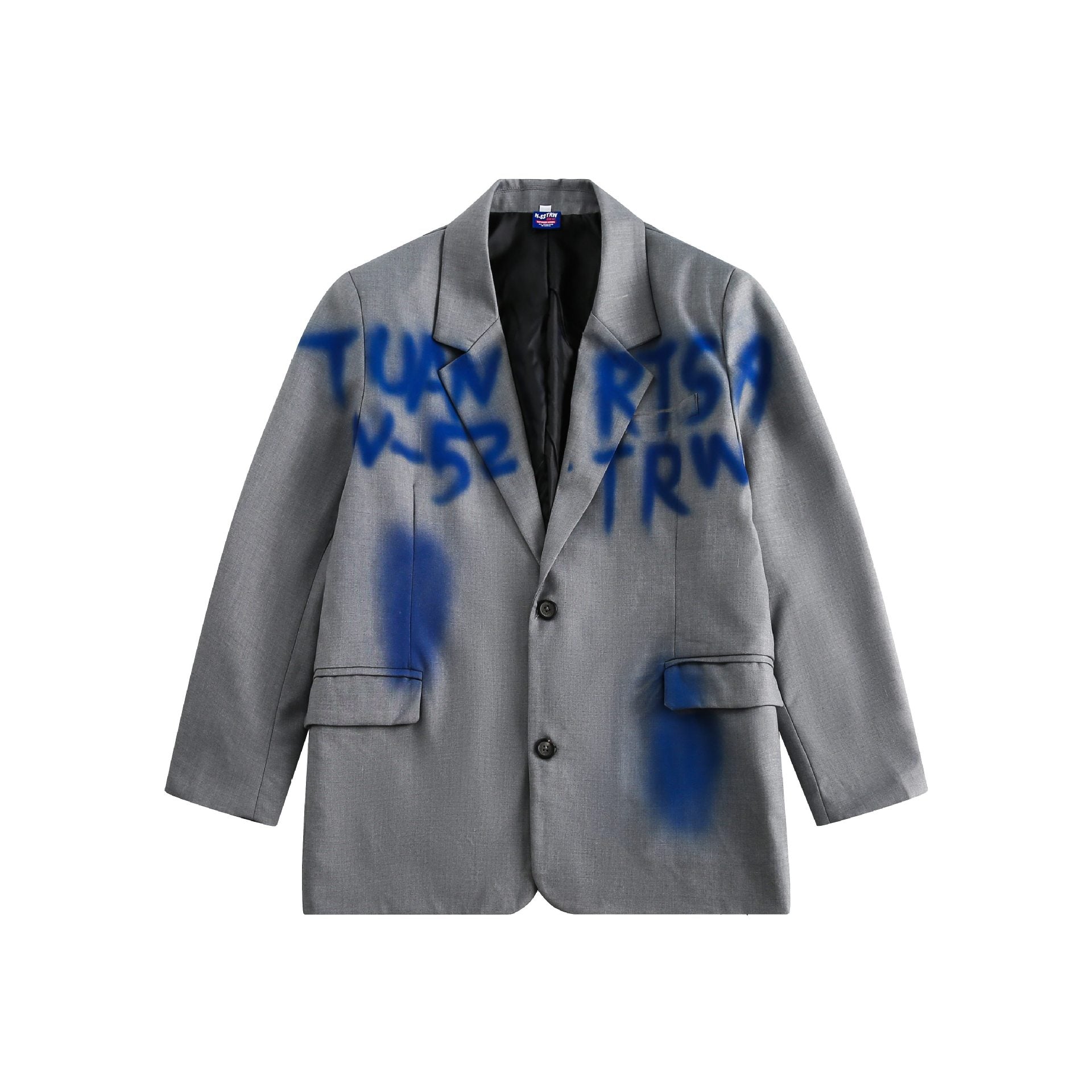 Men's casually tailored oversized blazer with graffiti print and lapel collar Chichicherry