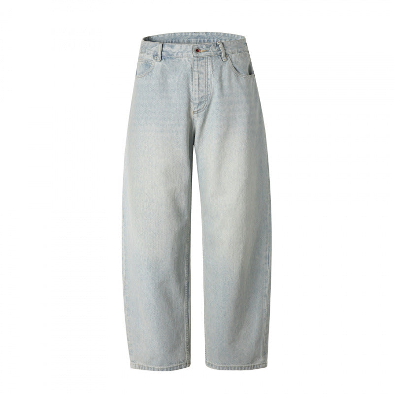 Women's Relaxed Fit Straight-Leg Denim Pants with High Waist and Soft Stonewash Details Chichicherry