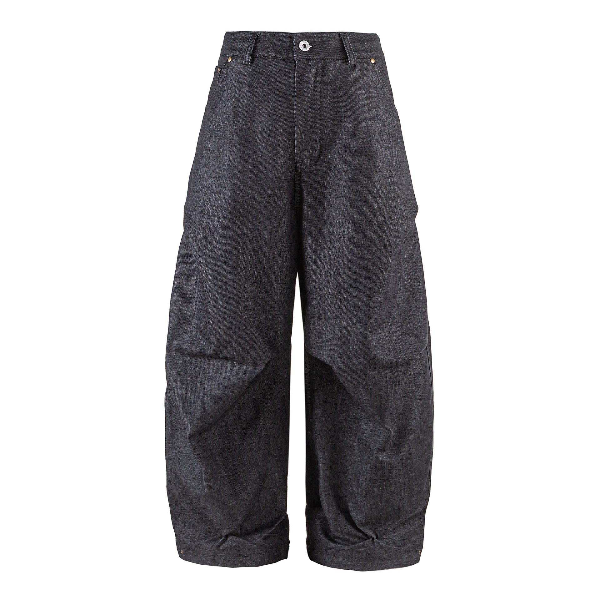 Women Wide Cropped Pants with High Waist, Rolled Cuff and Prominent Knee Pleats Chichicherry