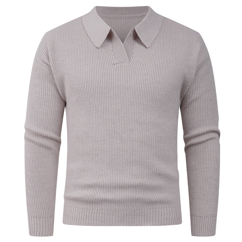 Men's Fine Knit Polo Shirt with Shirt Collar and Ribbed Hem Chichicherry