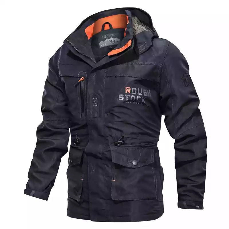 Men's robust canvas field parka with hood, multifunction pockets and waist adjustment Chichicherry