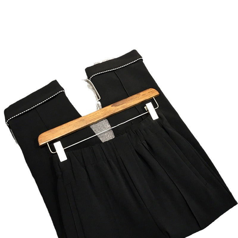 Women's Elegant Chino Pants with Decorative Pearl Details Chichicherry