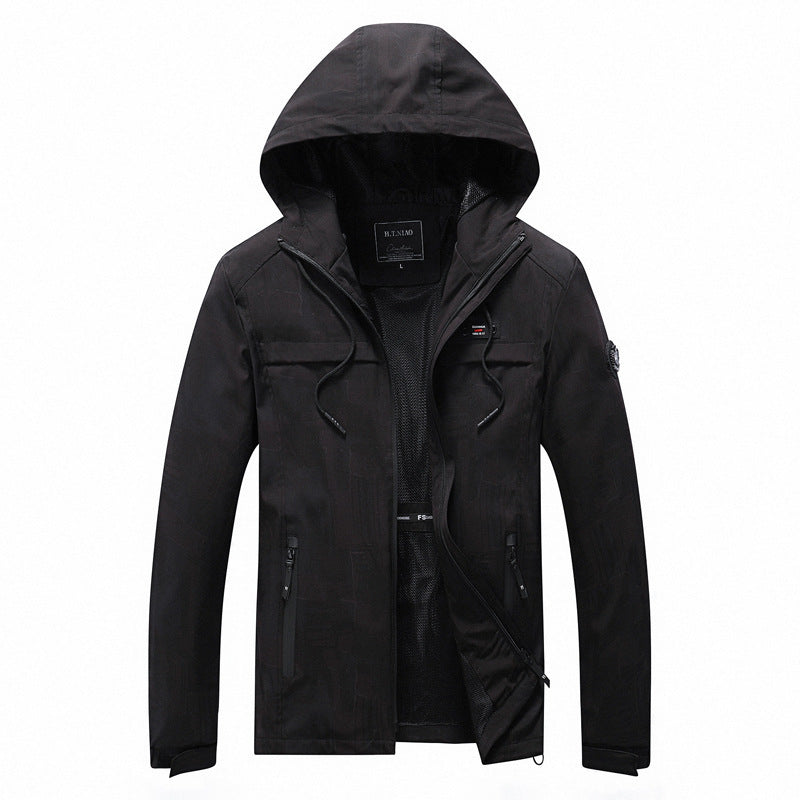 Men's softshell jacket with hood, windproof outer material and breathable mesh lining Chichicherry