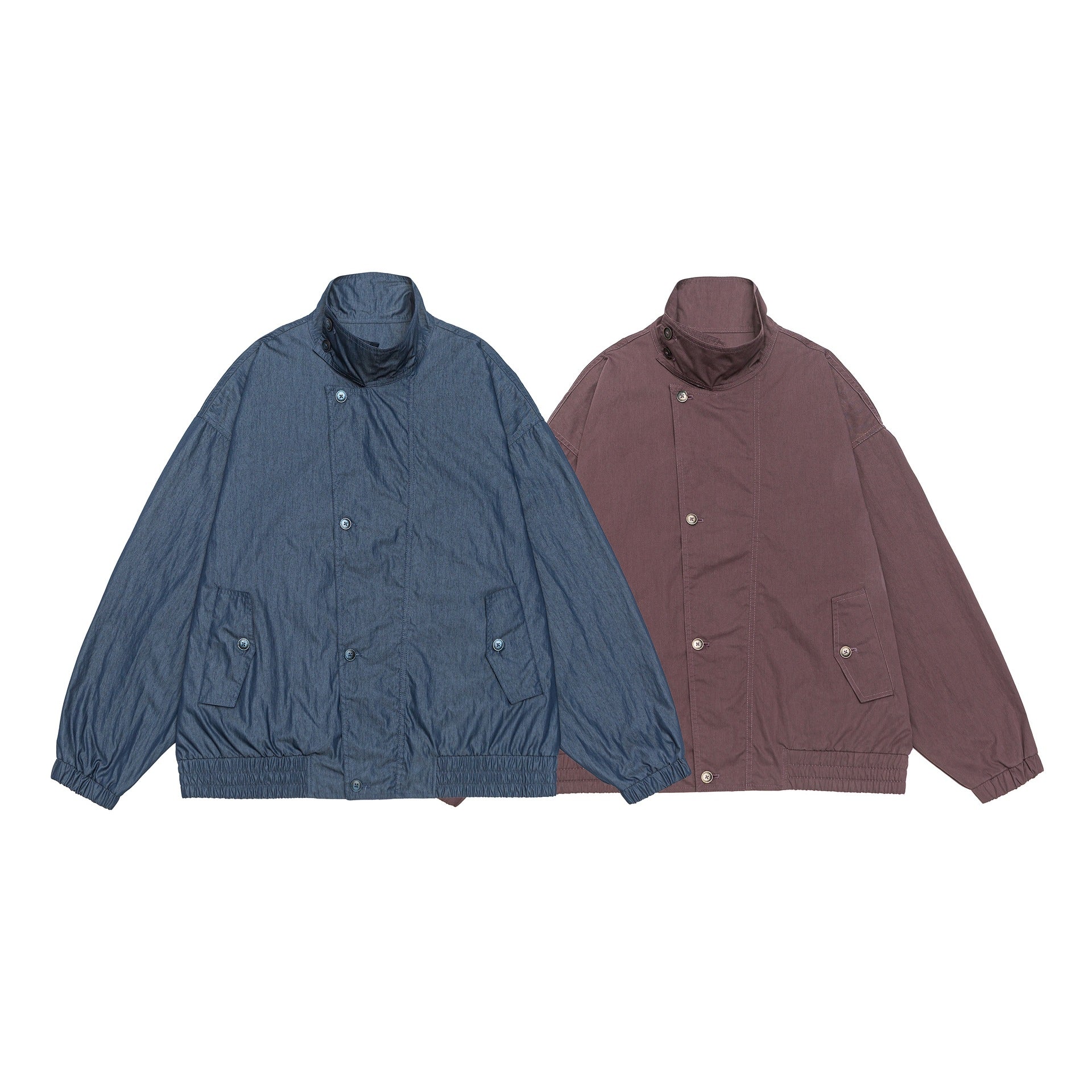 Unisex Lightweight Boxy Blouson with Funnel Collar and Utility Pockets Chichicherry