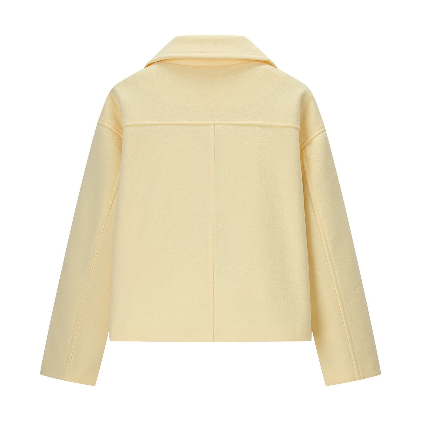 Women Short Oversize Wool Blend Double-Breasted with Wide Lapel Chichicherry