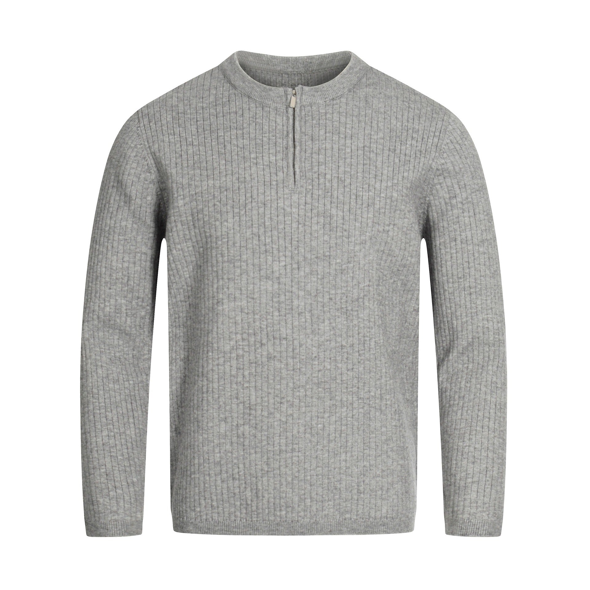 Unisex Rib Knit Half-Zip Sweater with Slim Silhouette and Troyer Collar Chichicherry