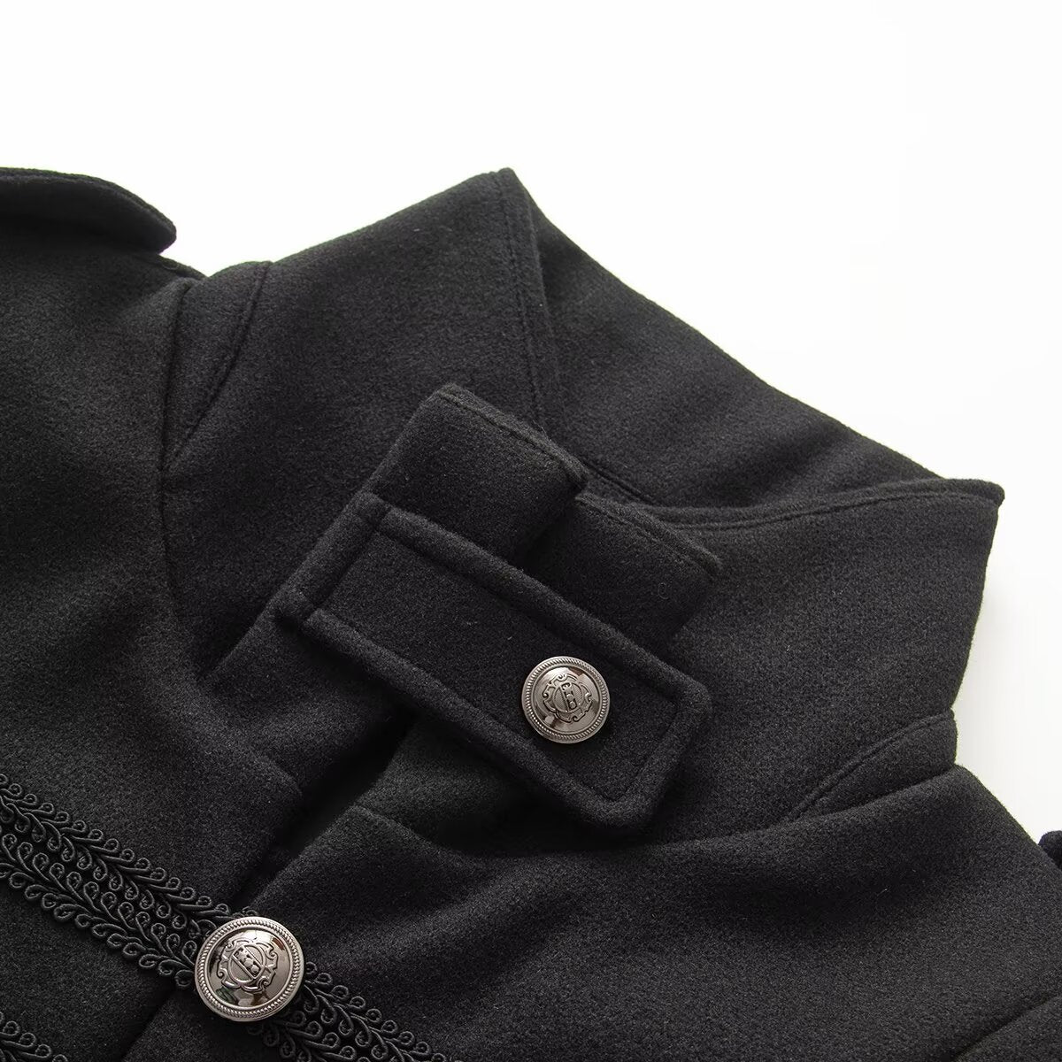 Women's short jacket in hussar style with stand-up collar, decorative cords and metal button placket Chichicherry
