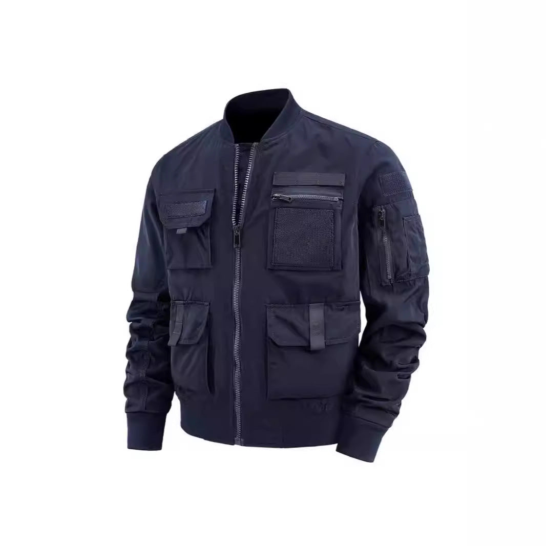 Men's tactical bomber jacket with multi pockets and sturdy zipper Chichicherry