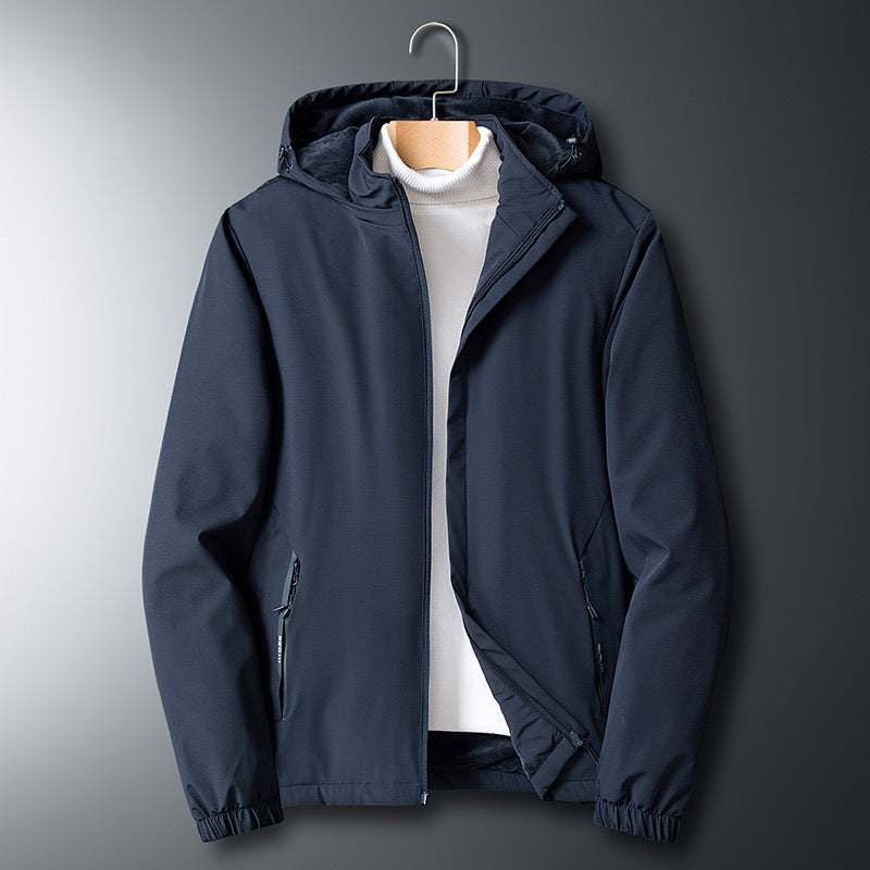 Men's Lightweight Softshell Jacket with Hood, Wind and Water Resistant Chichicherry