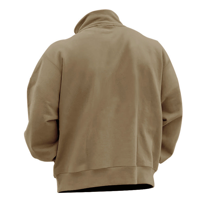 Men's Comfort Half-Zip Sweatshirt made of French Terry with Stand-Up Collar Chichicherry