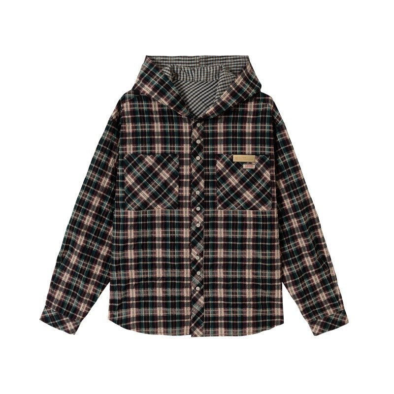 Unisex Oversized Check Flannel Shirt with Chest Pockets Chichicherry