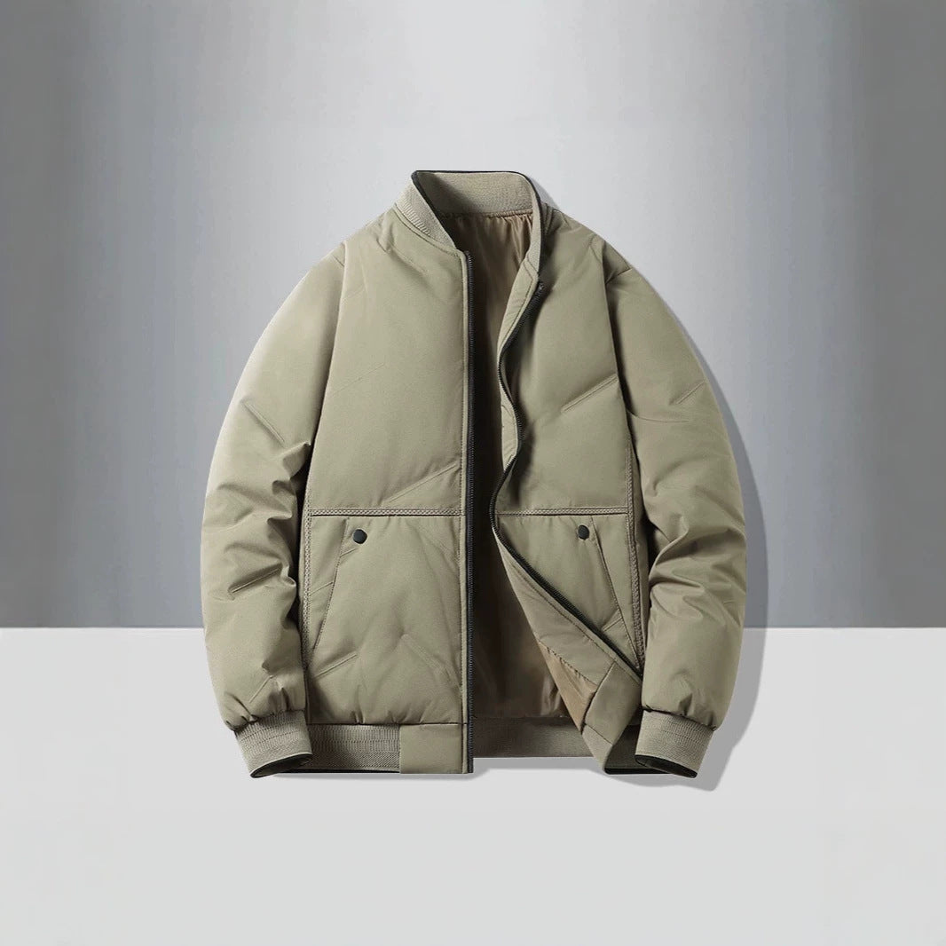 Men's Padded Thermal Bomber Jacket with Stand Collar, Zipper & Insulating Padding Chichicherry
