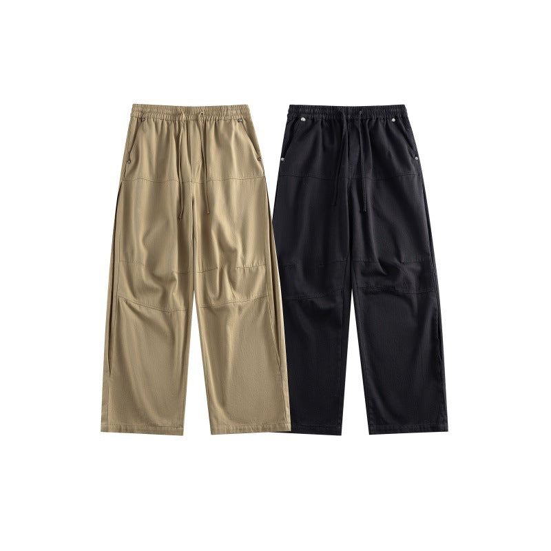Women's wide culotte pants in utility style with elastic waistband, drawstring, and patch pockets