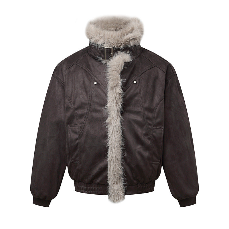 Men's bomber jacket in aviator look with faux fur trim and buckle collar Chichicherry