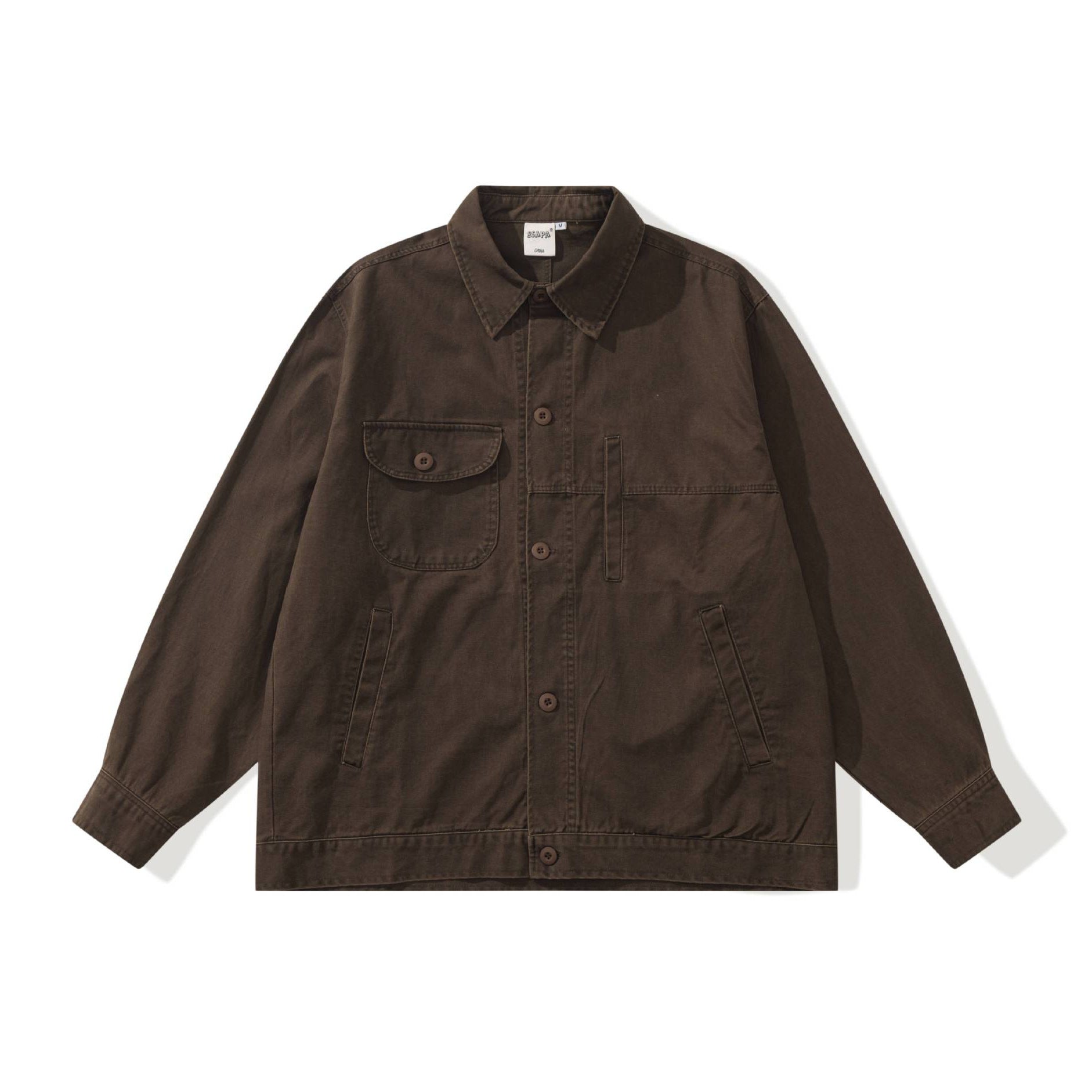 Men's Boxy Canvas Utility Blouson Jacket with Large Flap Pockets Chichicherry