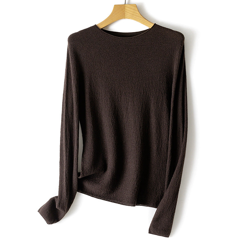 Women's fine knit long sleeve with round neck and light texture Chichicherry