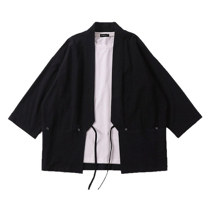 Unisex Kimono-Haori-Jacket with tie belt and three-quarter sleeves Chichicherry
