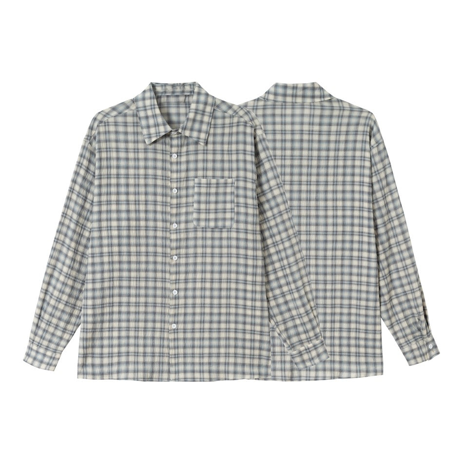 Unisex Check Relax Shirt in Oversized Look with Chest Patch and Soft-Touch Cotton Blend