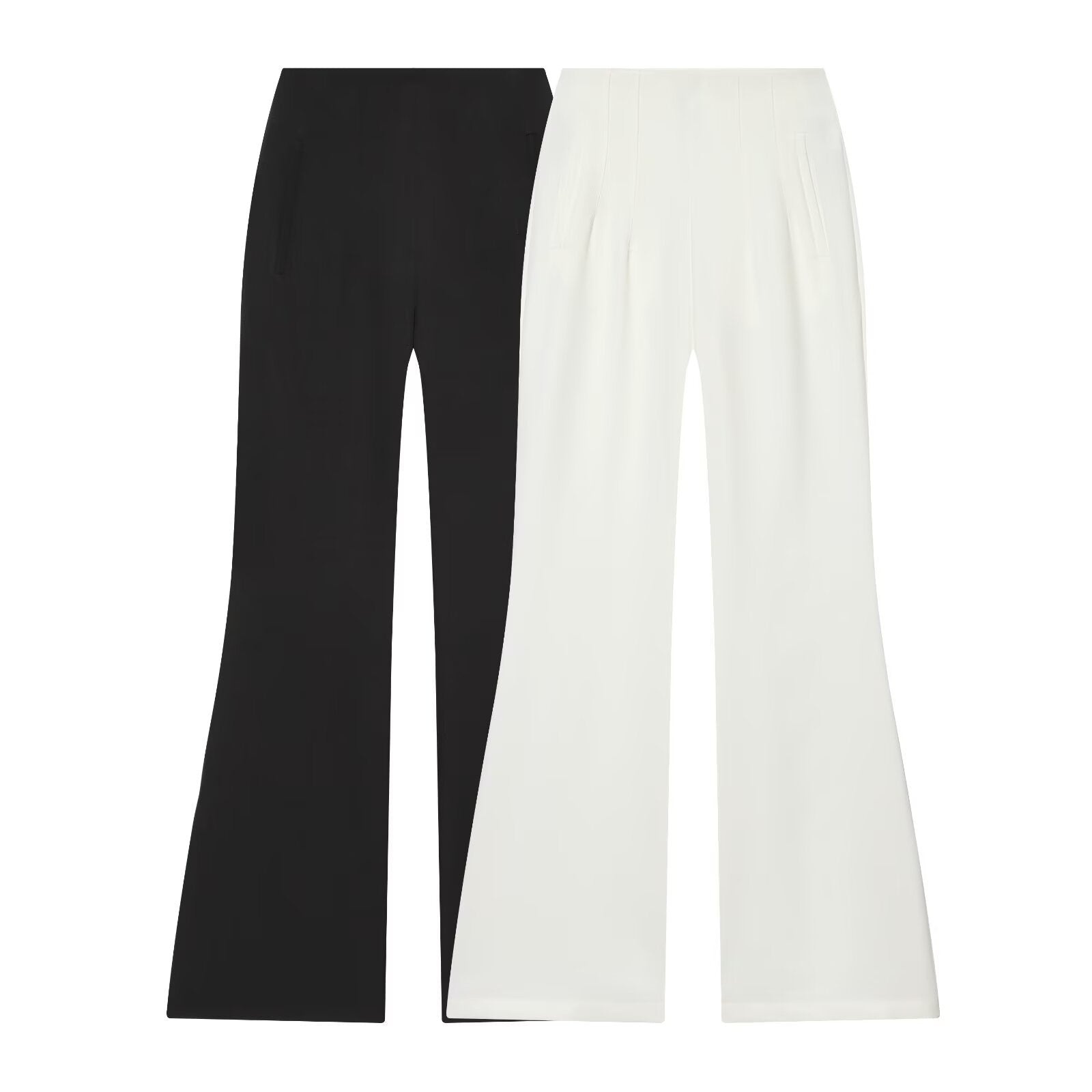 Women's High-Waisted Flare Pants with Wide Leg and Concealed Zipper Pockets Chichicherry