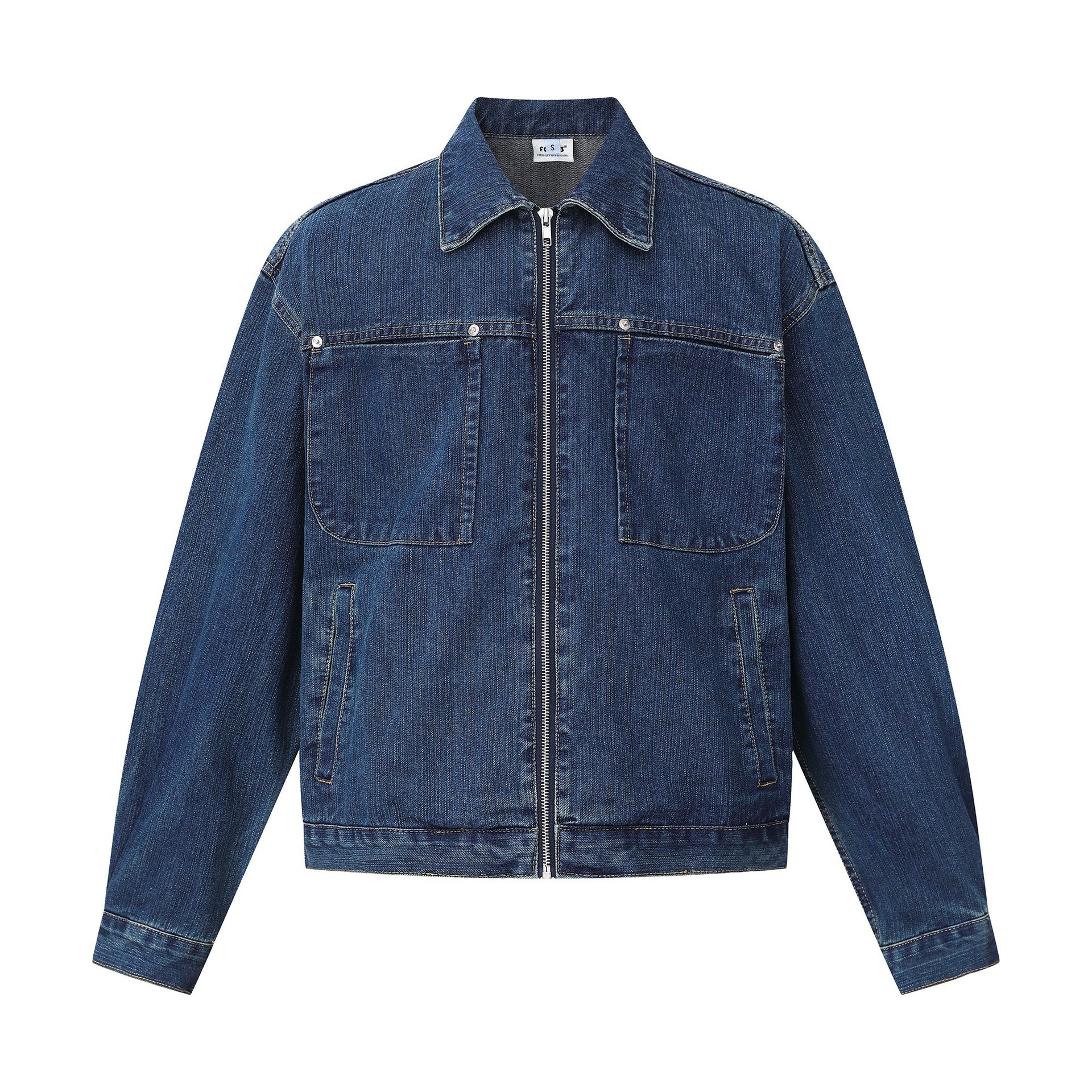 Unisex casually cut denim blouson jacket with full zip Chichicherry