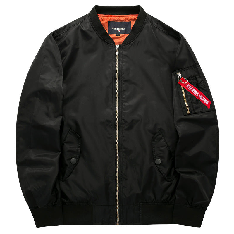 Men's Nylon Pilot Style Bomber Jacket with Padded Thermal Lining and Arm Pocket Chichicherry
