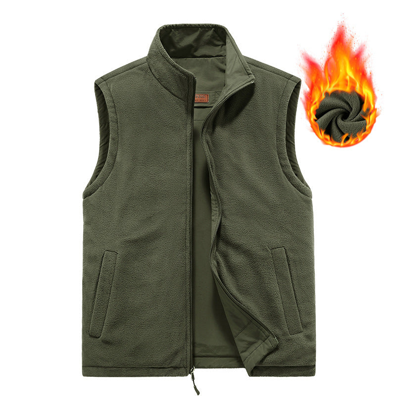 Men's padded thermo-fleece vest with water-repellent nylon shell and high stand-up collar Chichicherry