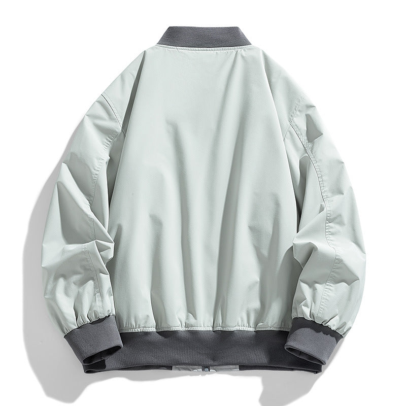 Men's Lightweight Oversized Bomber Jacket with Water-Repellent Outer Shell and Contrasting Ribbed Cuffs Chichicherry