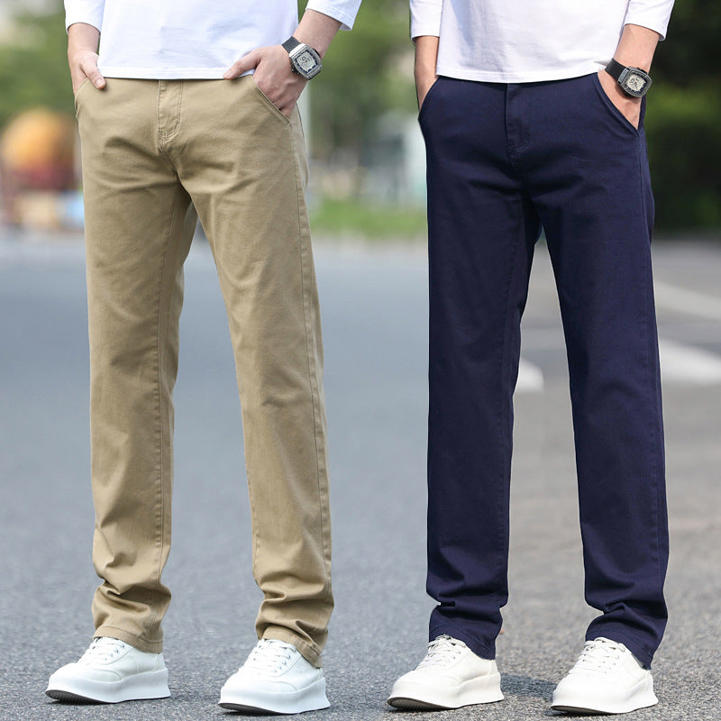 Men's Slim Fit Stretch Pants with Elastic Waistband and Straight Leg Chichicherry