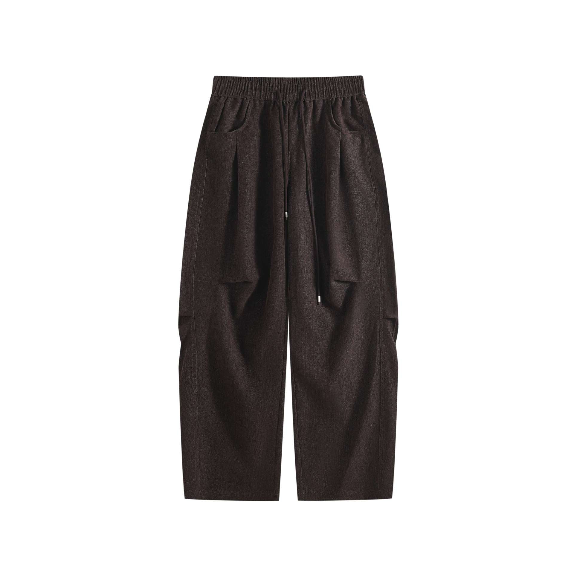 Women's Loose Cropped Comfort Cargo Pants with Elastic Drawstring Waist and Patch Pockets Chichicherry