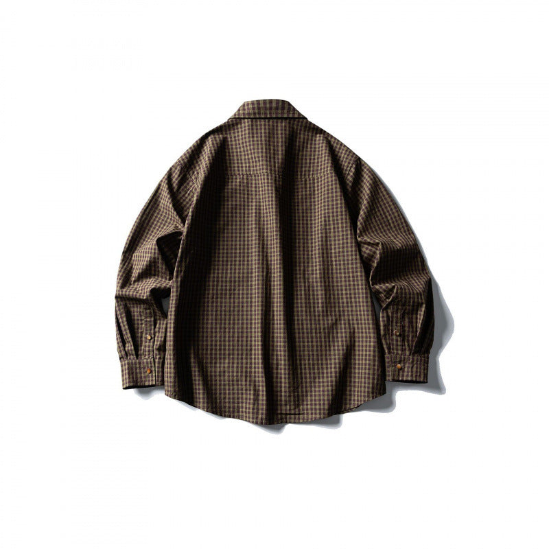 Men's overshirt in check pattern with front pockets and snap button placket Chichicherry