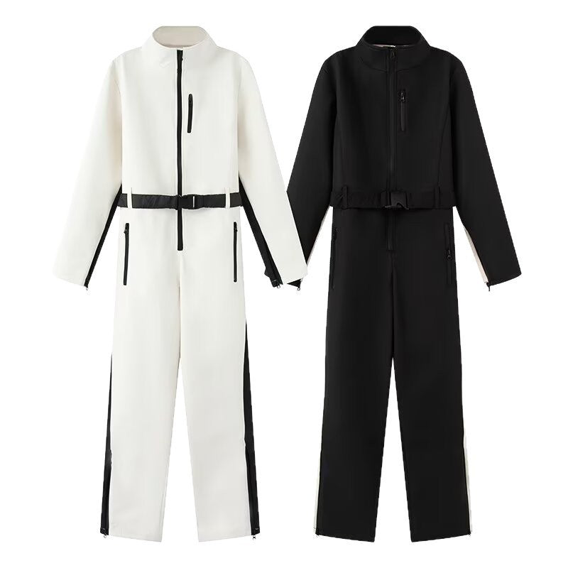 Women’s Utility Overall with High Collar, Functional Zippers and Waist Belt Chichicherry