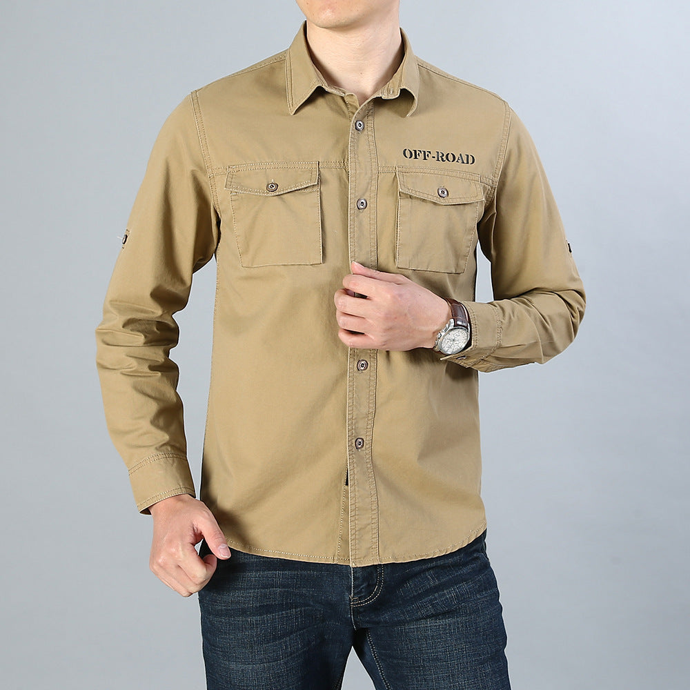 Men's military shirt with chest pockets, sleeve roll function and off-road print Chichicherry