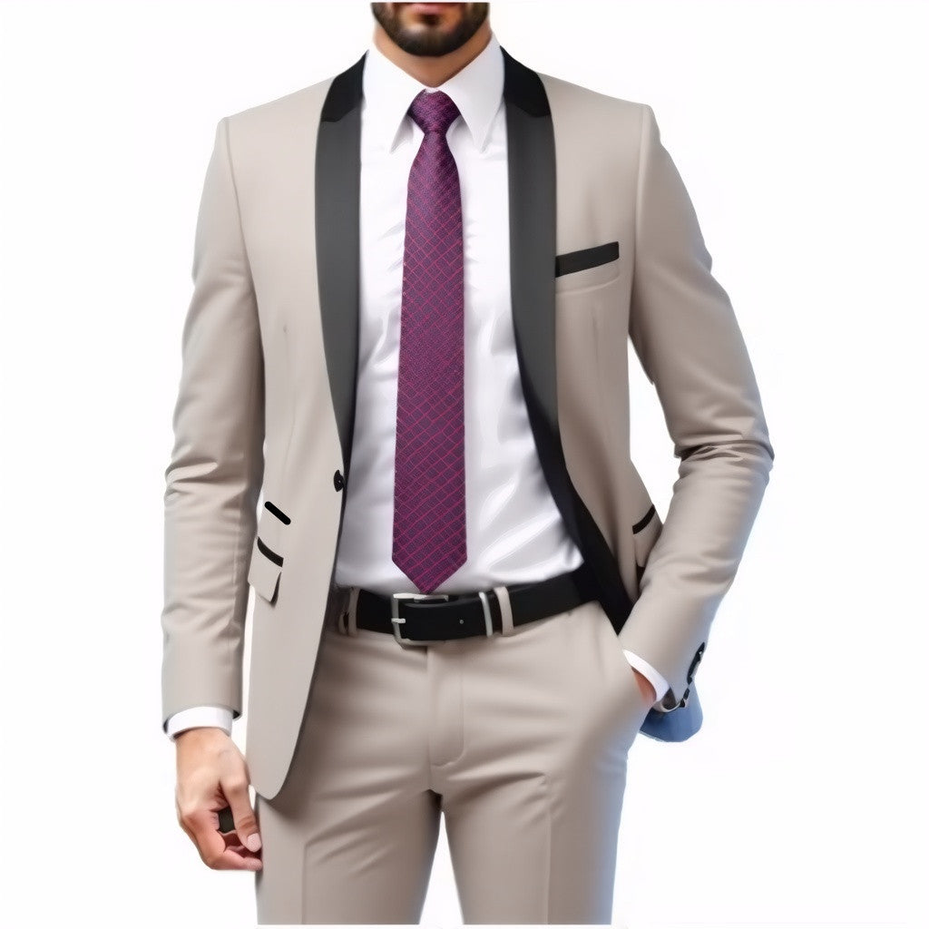 Men's Slim Fit Tuxedo with Shawl Collar and One-Button Jacket Chichicherry