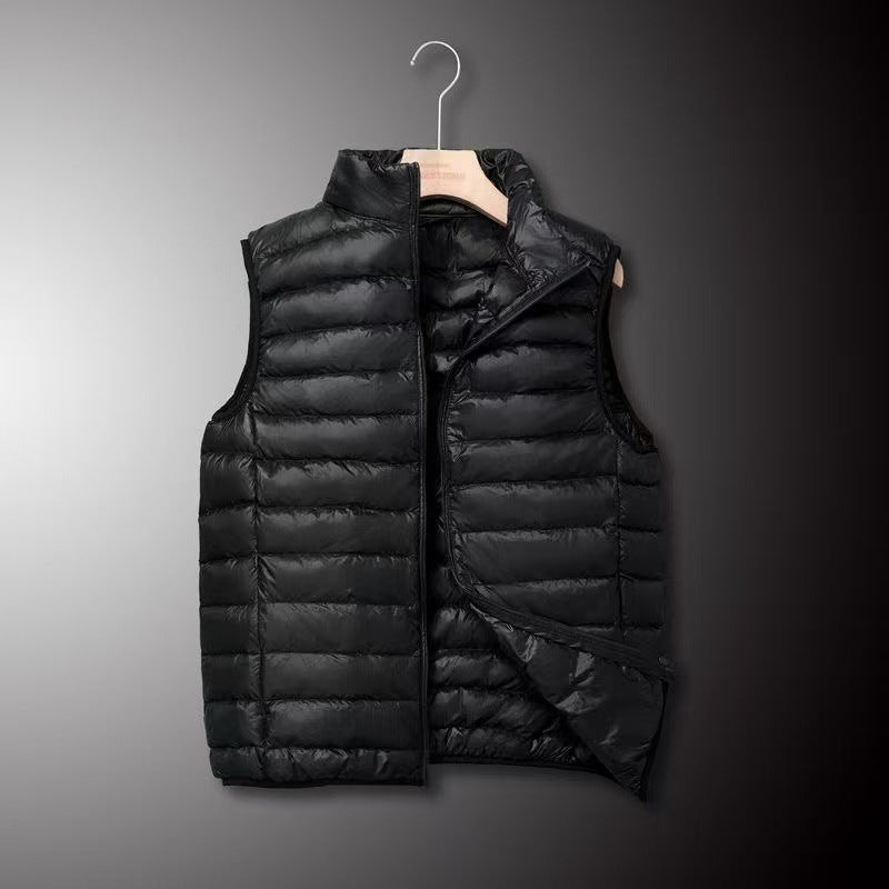 Men's Ultra-light Down-look Padded Vest with Chamber Cut and Stand Collar Chichicherry