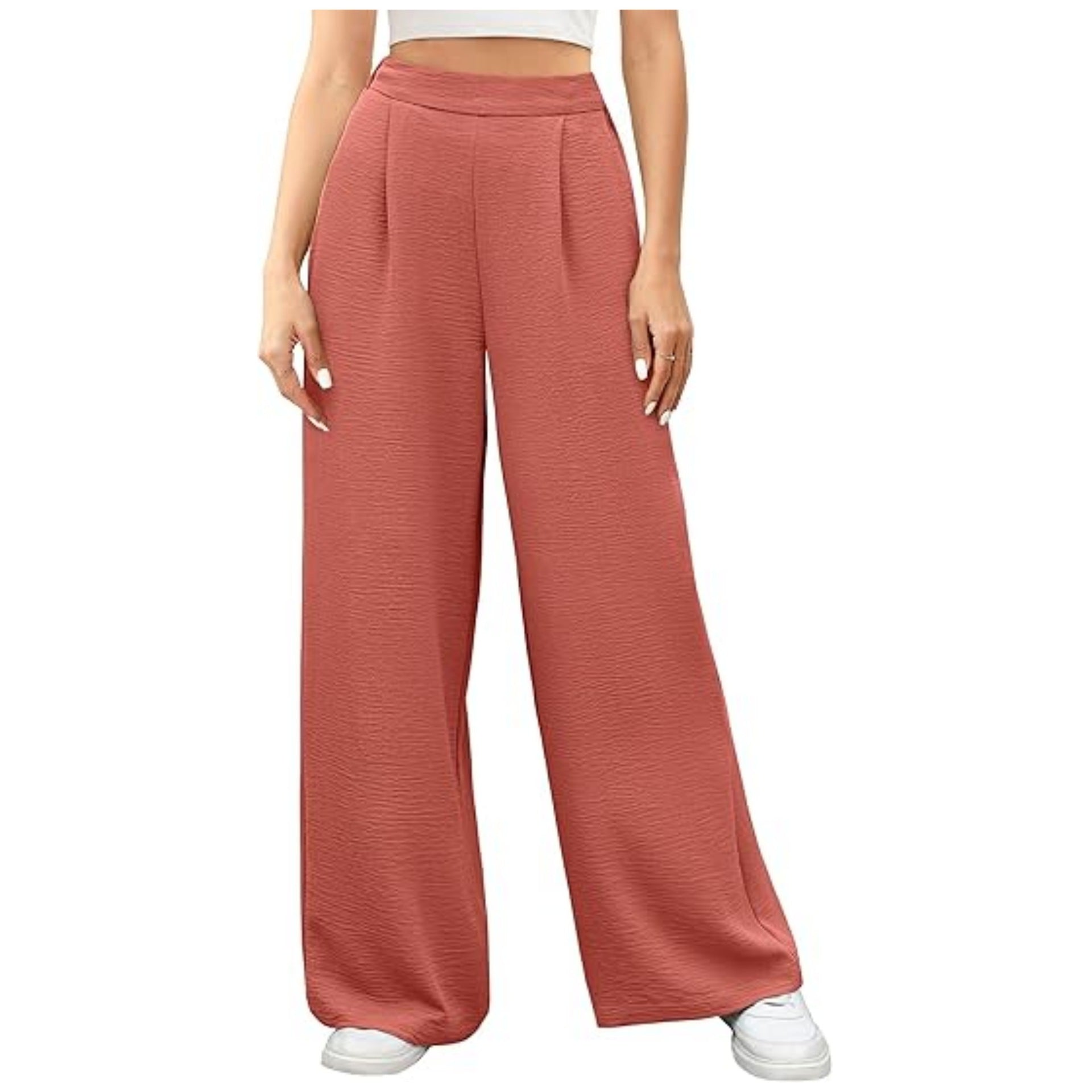 Women's high-waisted wide Palazzo pants with textured fabric Chichicherry