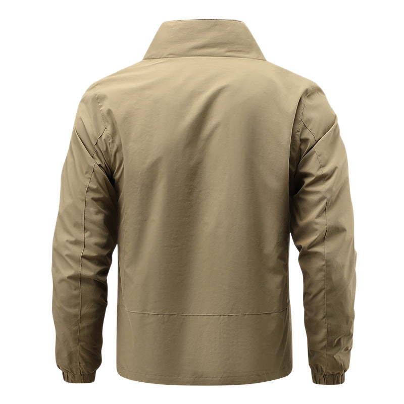 Men's lightweight windproof transitional jacket with high collar and zipper Chichicherry