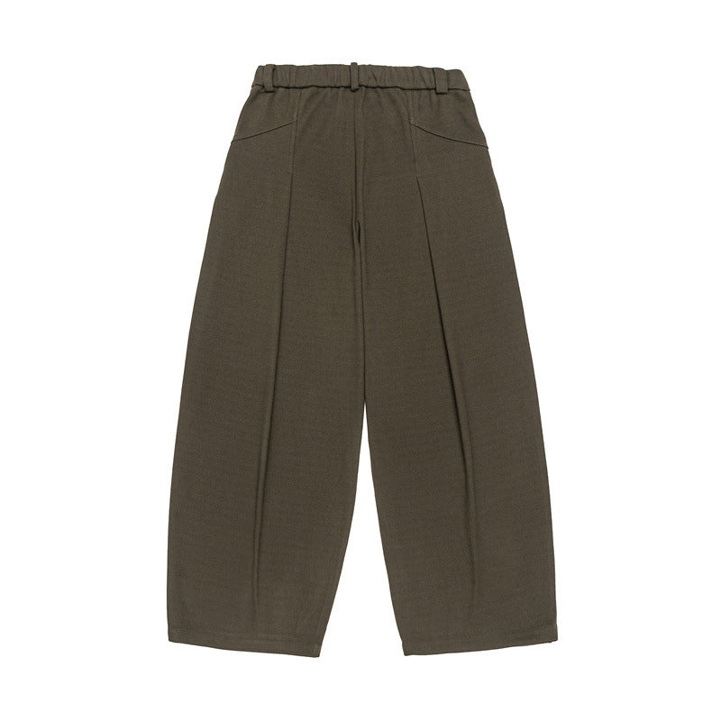 Women's Wide High-Waist Pleated Culotte Pants with Dart and Belt Loops Chichicherry